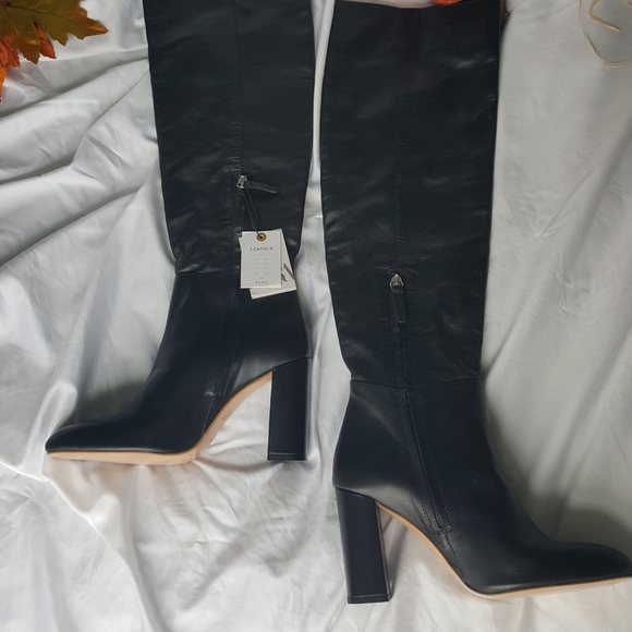 NWT ZARA Black Leather Heeled Boots - Picture 5 of 13